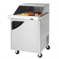 Turbo Air Super Deluxe One-Section Refrigerated Sandwich/Salad Mega Top Prep Table with Slide-Back Lid, 12-Pan Capacity, 27-1/2 Inch Wide