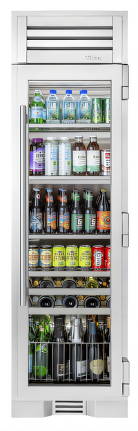 True Residential 24 Inch One-Section Glass Door Reach-In Refrigerator, Stainless Steel, Self-Contained Top-Mounted