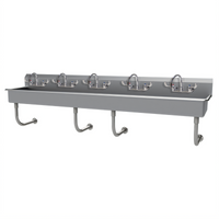 Advance Tabco 100-Inch Wall-Mounted ADA-Compliant 5-Station Multiwash Hand Sink with 5 Faucets