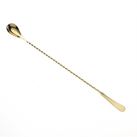 Barfly Japanese Style One-Piece Gold-Plated Bar Spoon, 13-3/16 Inch, Twisted Stem