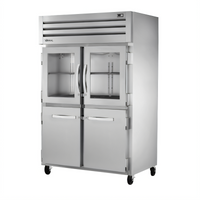 True SPEC SERIES Two-Section Reach-In Refrigerator with 2 Glass Half Doors and 2 Stainless Steel Half Doors