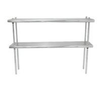 Advance Tabco Table-Mounted Double Work Table Overshelf, 144-Inch W x 12-Inch D, 1-Inch Rear Up-Turn