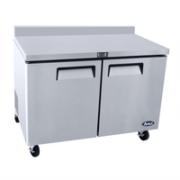 Atosa 48.3-Inch Two-Section Reach-In Worktop Refrigerator with Backsplash and Solid Doors