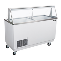Omcan 68 Inch Ice Cream Dipping Display Freezer with Flat Sneeze Guard and 12+8 Tub Capacity