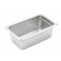 Winco Quarter-Size 4-Inch Deep Solid Anti-Jamming Steam Table Pan, 24 Gauge Stainless Steel