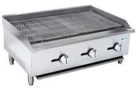 Hurakan by Equip.me 36-Inch Countertop Gas Charbroiler with 3 Burners and Manual Controls
