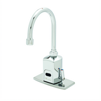 T&S Brass ChekPoint Above-Deck Electronic Touchless Faucet with 4-Inch Centers and Gooseneck Swivel/Rigid Spout