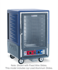 Metro C5 3 Series Half-Height Mobile Heated Holding and Proofing Cabinet with Clear Polycarbonate Door, Blue Insulation Armour, 1440W