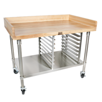 John Boos 60-Inch x 30-Inch Bakery Prep Table with Northern Hard Rock Maple Top, Stainless Steel Undershelf, Bun Pan Rack and Locking Casters