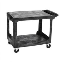 Flat Shelf Utility Bus Cart, 2 Shelves, 44 x 26 x 33 Inches, 500 lb Capacity, Black