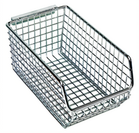 Quantum Rectangular Mesh Stack & Hang Bin, 7-1/4 x 4-1/4 x 3 Inch, Chrome Plated