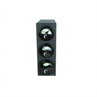 San Jamar EZ-Fit 3-Compartment Countertop Lid Dispenser Box System, Black Polystyrene