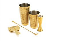 Barfly Diamond Lattice 5-Piece Basic Bar Tool Set, Gold-Plated