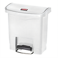Slim Jim 4-Gallon Resin Step-On Trash Can with Front Pedal and Hinged Lid, White