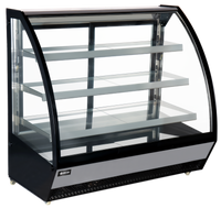 Omcan USA 60-Inch Full-Service See-Thru Refrigerated Display Merchandiser with Curved Front Lift-Up Glass