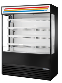 True 60-Inch Vertical Air Curtain Merchandiser Open-Air Cooler with 4 Adjustable Shelves