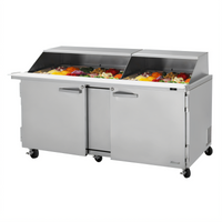 Turbo Air PRO Series 2-Section Mega Top Sandwich/Salad Prep Table with Slide-Back Lid, 30-Pan, 72-5/8-Inch Wide