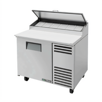 True TPP-AT-44-HC 44-3/4-Inch Pizza Prep Table with 1 Door, 6-Pan Top, and 19-1/2-Inch Cutting Board