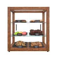 Koolmore KM-BDW-20D 18-Inch Full-Service Countertop Bakery Display Case with 3 Tempered-Glass Shelves, Dark-Wood Finish