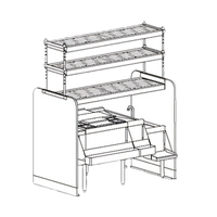 Top Shelf 54-Inch Pass-Thru Underbar Ice Bin/Cocktail Station with Dual Right Sinks and Overshelves