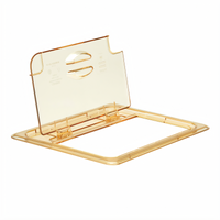 Cambro High Heat H-Pan 1/2 Size Notched FlipLid Hinged Food Pan Cover, Amber
