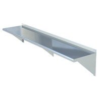 Sapphire 84 Inch Wall-Mounted Stainless Steel Shelf with 3 Angled Brackets