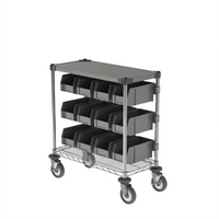Metro Chain Reaction Mobile 2-Tier Condiment Cart with 304 Stainless Steel Top Shelf and Adjustable Wire Bottom Shelf