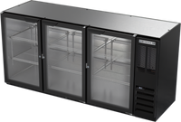 Beverage-Air BB72HC-G-B 72-Inch Three-Section Glass Door Back Bar Refrigerator with Stainless Steel Top