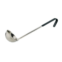 Winco Prime 6 oz Black Handle One-Piece Stainless Steel Ladle