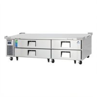 Everest Refrigeration 82-3/8 Inch Wide Two-Section Four-Drawer Chef Base Refrigerator with Stainless Steel Worktop and Side-Mounted R290 Cooling