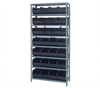 Quantum Heavy Duty Stationary Wire Shelving Unit with 8 Shelves and 28 Bins, 12 x 36 x 75 Inches