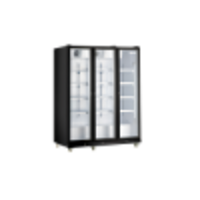 Omcan Black 3-Section Glass Door Refrigerated Merchandiser, 53 Cu. Ft., 72-Inch Wide