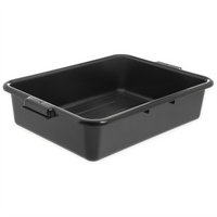 Comfort Curve Stackable Tote Box, 20 x 15 x 5 Inch, Black, High-Density Polyethylene