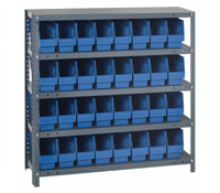 Quantum Stationary Heavy-Duty Wire Shelving Unit with 5 Shelves and 18 Bins, 36W x 12D x 39H