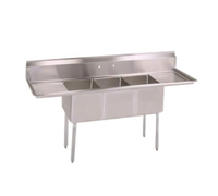 John Boos E-Series 84 Inch 3-Compartment Sink with Left and Right Drainboards