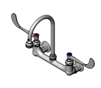 T&S Brass B-0350 Wall Mount Surgical Sink Mixing Faucet with 5-3/4 Inch Gooseneck Spout and Rosespray Outlet