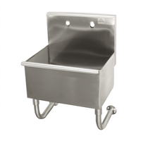 Wall-Mounted 31-Inch Stainless Steel Service Sink with 12-Inch Deep Bowl and Splash Mount Faucet Provision