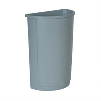 Rubbermaid Commercial Untouchable Half-Round 21 Gallon Plastic Trash Can, Gray
