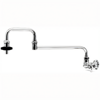 T&S Brass 18-Inch Splash-Mounted Double-Jointed Pot Filler Faucet with Single-Control Four-Arm Handle, Chrome-Plated