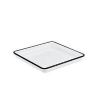Endurance 9-7/8 Inch Square White Melamine Standard Platter with Black Rim