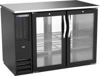 Beverage-Air 48-Inch Two-Section Pass-Thru Open Food Rated Back Bar Refrigerator with Glass Doors