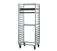New Age Mobile Full-Height Aluminum Bun Pan Rack with Open Sides, 38-Pan Capacity