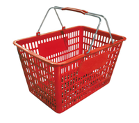 Omcan Red Plastic Shopping Hand Basket with Plastic-Coated Steel Handles, 50 lb Capacity