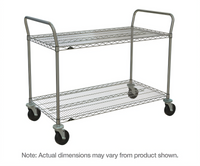Metro Super Erecta SP Heavy Duty 2-Shelf Utility Bus Cart with Wire Shelves, 48 x 24 x 39 Inch, Brite Zinc Finish