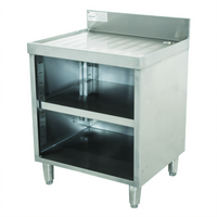 Advance Tabco Underbar Basics™ Stainless Steel Freestanding Drainboard with Open Cabinet Base, Mid-Shelf, and 4-Inch Backsplash, 24 x 21 x 33 Inches