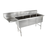 John Boos B Series 3-Compartment Floor Model Sink with Left Drainboard, 76-3/16-Inch x 29-1/2-Inch x 44-Inch, Stainless Steel