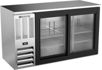 Beverage-Air 58-Inch Two-Section Refrigerated Back Bar Storage Cabinet with Sliding Glass Doors