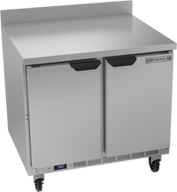 Beverage-Air 36-Inch Two-Section Worktop Freezer with Solid Doors and Rear-Mounted Self-Contained Refrigeration