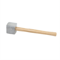 Winco 13-Inch 2-Sided Cast Aluminum Meat Tenderizer with Wood Handle