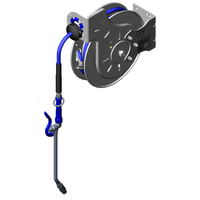 T&S Brass Open Stainless Steel Retractable Hose Reel with 35' Hose and Swivel Spray Wand